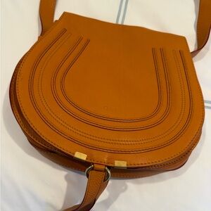 Chloe Orange Crossbody Bag with Horseshoe Design